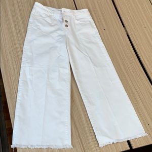 High Waist Wide Leg Crop Jeans In Popcorn